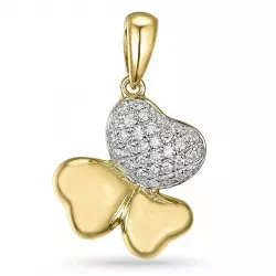 Treklöver diamant hängen i 14  carat guld- och vitguld 0,16 ct