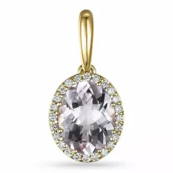 Rosett morganit diamantberlocker i 14  carat guld 1,82 ct 0,12 ct