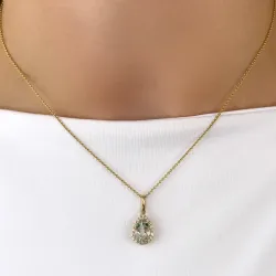 Grön ametist diamantberlocker i 14  carat guld 0,10 ct 1,55 ct