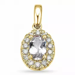 ovalt morganit diamantberlocker i 14  carat guld 0,42 ct 0,15 ct