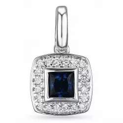 Fyrkantigt safir diamantberlocker i 14  carat vitguld 0,08 ct 0,35 ct