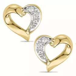 Hjärta diamant örhängestift i 14 karat guld och vitguld med diamanter 