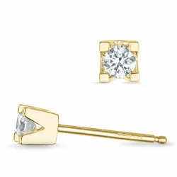 2 x 0,10 ct solitäreörhängestift i 14 karat guld med diamant