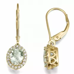 ovala gröna ametist diamantörhängen i 14 karat guld med diamant och ametist 