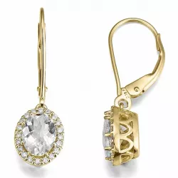ovala vita kvarts diamantörhängen i 14 karat guld med diamant och kvarts 