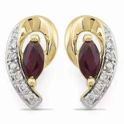 blad rubin diamantörhängen i 14 karat guld och vitguld med diamant och rubin 