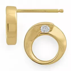 runda diamantörhängen i 14 karat guld med diamant 