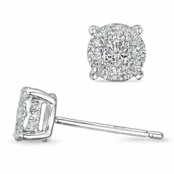 runda diamantörhängen i 14 karat vitguld med diamant och diamant 