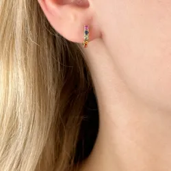 12 mm regnbågefärgat safir creol i 14 karat guld med safir 