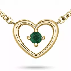 42 cm hjärta smaragd hängen med halskedja i 14  carat guld 0,06 ct