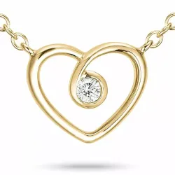 42 cm hjärta diamantberlocker med halskedja i 14  carat guld 0,05 ct