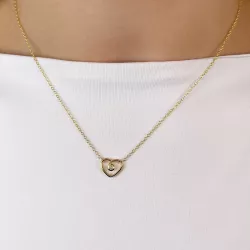 42 cm hjärta diamantberlocker med halskedja i 14  carat guld 0,05 ct