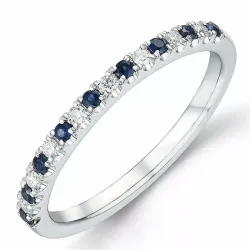 Safir diamantring i 14  karat vitguld 0,19 ct 0,10 ct