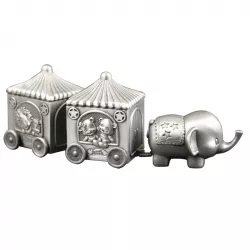 Dopgåvor: elefant med 2 vagnar den första tanden/hårlocken i förtennad  modell: 154-73131
