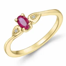 rubin diamantring i 14  karat guld 0,35 ct 0,008 ct