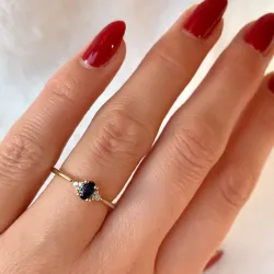 safir diamantring i 14  karat guld 0,35 ct 0,03 ct