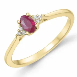 rubin diamantring i 14  karat guld 0,35 ct 0,03 ct