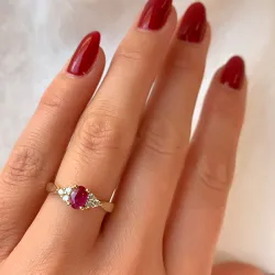 rubin diamantring i 14  karat guld 0,63 ct 0,14 ct