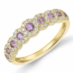 rosa safir diamantring i 14  karat guld 0,468 ct 0,232 ct