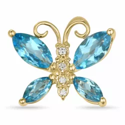 fjärilar topas diamantberlocker i 14  carat guld 0,03 ct 2,04 ct