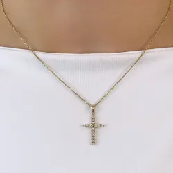 kors diamant hängen i 14  carat guld 0,33 ct