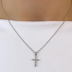 kors diamant hängen i 14  carat vitguld 0,155 ct