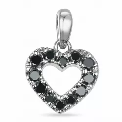 hjärta sort diamant hängen i 14  carat vitguld 0,206 ct