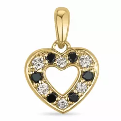 hjärta sort diamant hängen i 14  carat guld 0,083 ct 0,066 ct