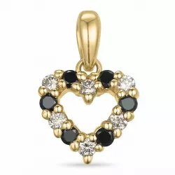 hjärta sort diamant diamantberlocker i 14  carat guld 0,09 ct 0,09 ct