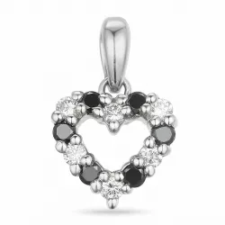 hjärta sort diamant diamantberlocker i 14  carat vitguld 0,09 ct 0,09 ct
