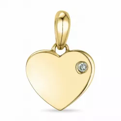 hjärta diamant hängen i 14  carat guld 0,01 ct