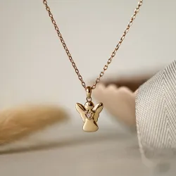 ängel diamant hängen i 14  carat guld 0,022 ct