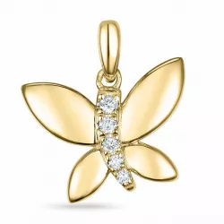 fjärilar diamant hängen i 14  carat guld 0,05 ct