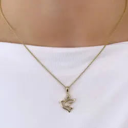 fåglar diamant hängen i 14  carat guld  0,06 ct