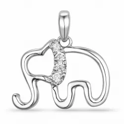 elefant diamant hängen i 14  carat vitguld 0,047 ct
