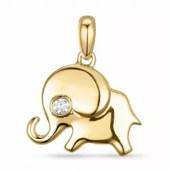 elefant diamant hängen i 14  carat guld 0,02 ct