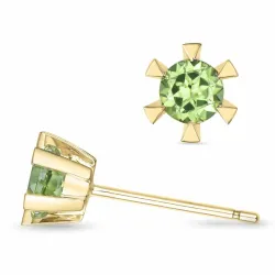 2 x 0,30 ct peridot solitäreörhängestift i 14 karat guld med peridot