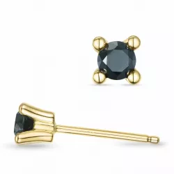 2 x 0,15 ct  svarta diamant solitäreörhängestift i 14 karat guld med svart diamant 