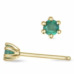 2 x 0,12 ct smaragd solitäreörhängestift i 14 karat guld med smaragd 