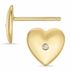 hjärta diamant örhängestift i 14 karat guld med diamant