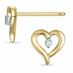 hjärta briljiantöronringar i 14 karat guld och vitguld med diamant