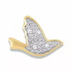 fåglar diamant hängen i 14  carat guld med rodium 0,0208 ct