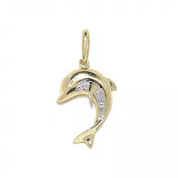 delfin hängen i 14 karat guld med rhodium