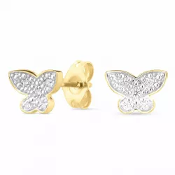fjärilar briljiantöronringar i 14 karat guld med rhodium med diamant 