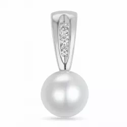 pärla diamantberlocker i 14  carat vitguld 0,048 ct