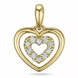 hjärta diamant hängen i 14  carat guld 0,06 ct