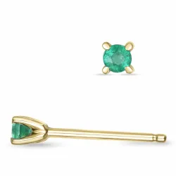2 x 0,06 ct smaragd solitäreörhängestift i 14 karat guld med smaragd