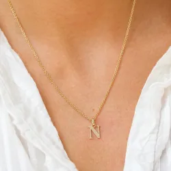 bokstav n hängen i 9 karat guld - My Letter