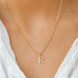 bokstav r hängen i 9 karat guld - My Letter