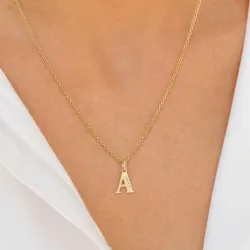 bokstav a zirkon hängen i 9 karat guld - My Letter